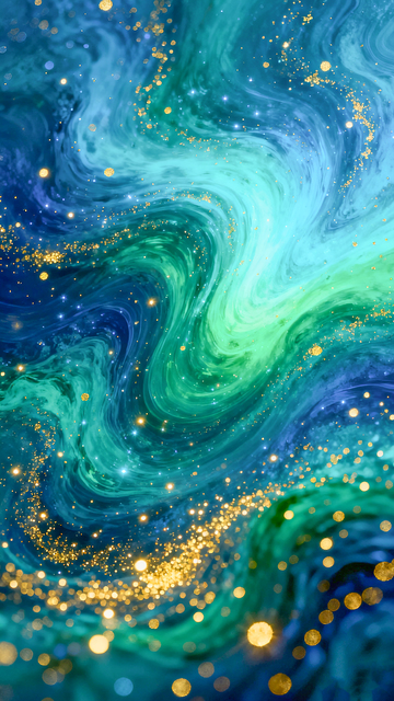 梦幻蓝绿流体艺术背景
