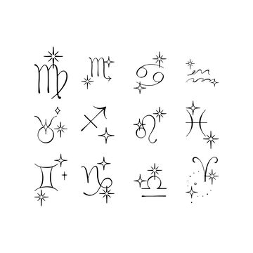 星座图案线描设计素材