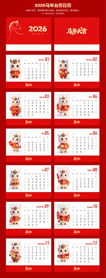 2026马年日历设计