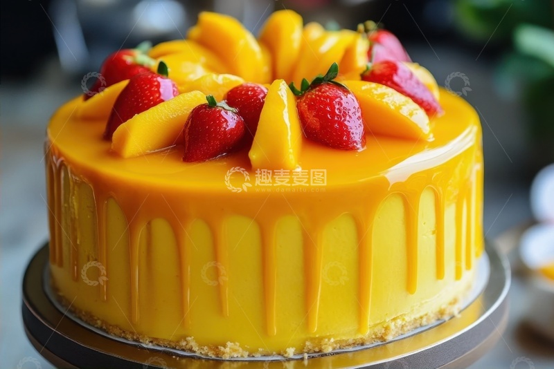 高清大图下载【趣麦麦图】芒果奶油果酱蛋糕