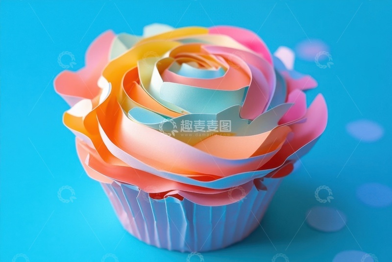 高清大图下载【趣麦麦图】彩纸做的鲜花蛋糕