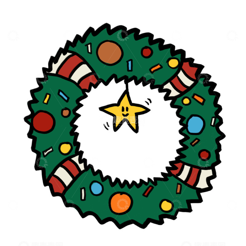高清大图下载【趣麦麦图】-卡通圣诞节花环设计素材