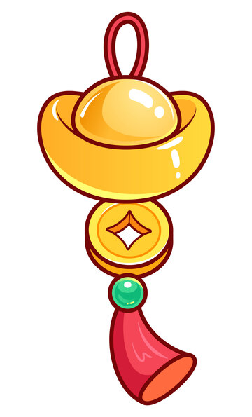 喜庆元宝挂饰矢量插画