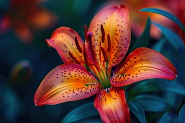 红色的百合花植物