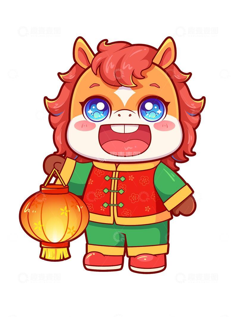 源文件下载【趣麦麦图】-马年手提灯笼矢量插画