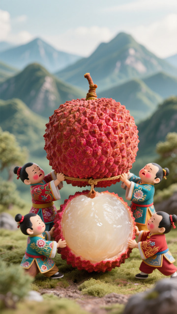 荔枝水果卡通背景