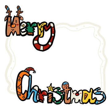 卡通风圣诞节祝福边框设计素材