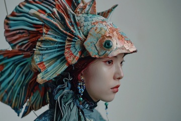 带着复古头饰的女性