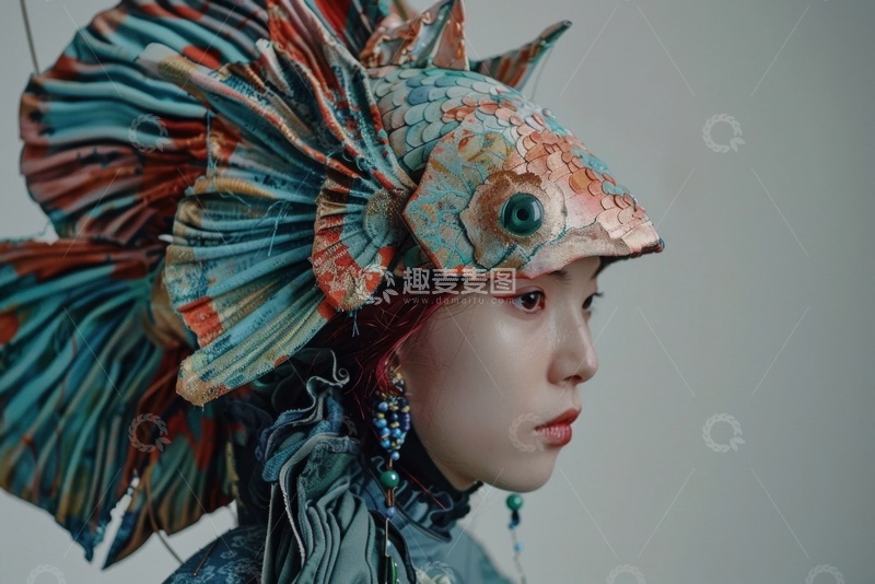 高清大图下载【趣麦麦图】-带着复古头饰的女性