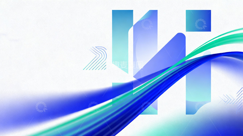 高清大图下载【趣麦麦图】蓝绿抽象波纹设计图案