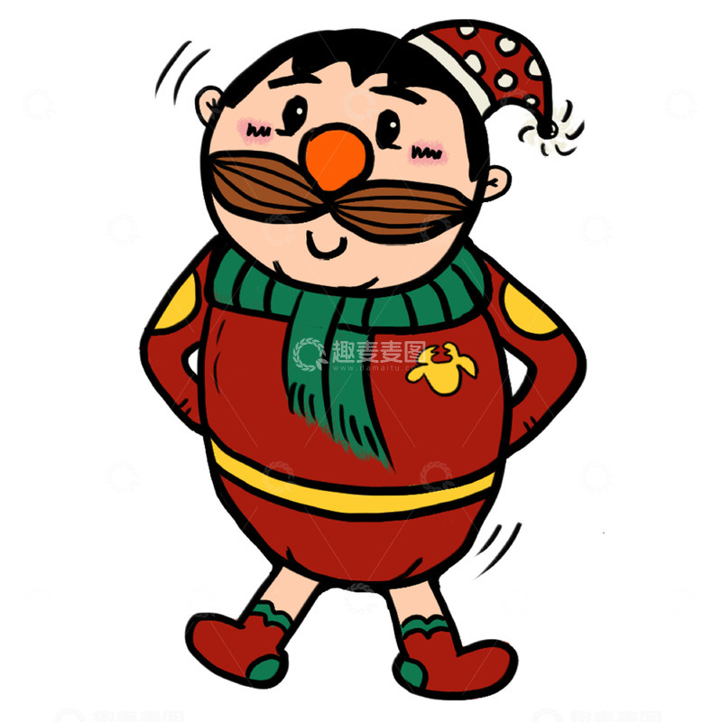 高清大图下载【趣麦麦图】-卡通风圣诞小男孩形象设计素材