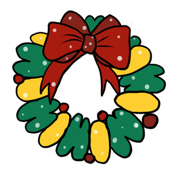 卡通风格圣诞节花环装饰元素