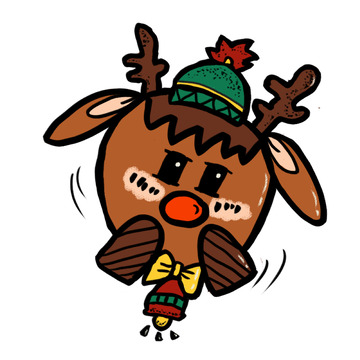 卡通风格圣诞节麋鹿插画设计元素