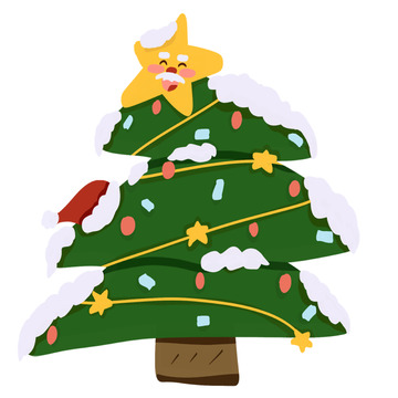 卡通风圣诞树装饰设计素材