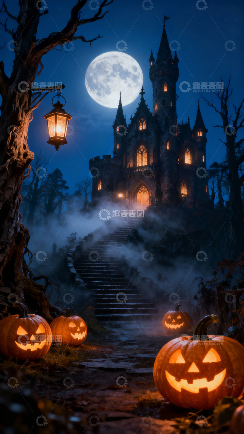 高清大图下载【趣麦麦图】万圣节南瓜插画背景