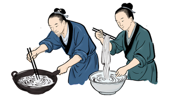 古风人物烹饪插画