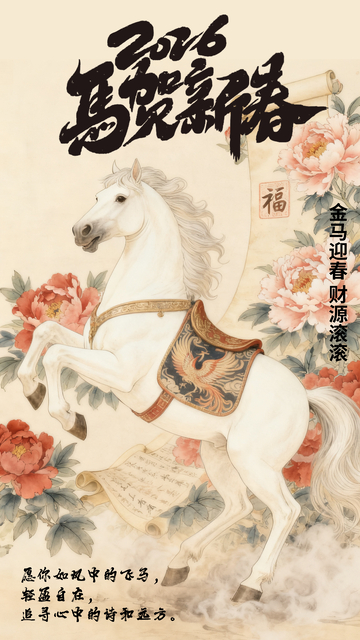 2016年骏马贺春图