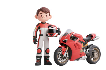 卡通赛车手与红色跑车模型