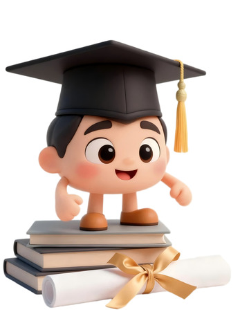 卡通毕业学子图书卷轴装饰元素