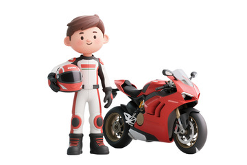 卡通摩托车手与赛车设计素材