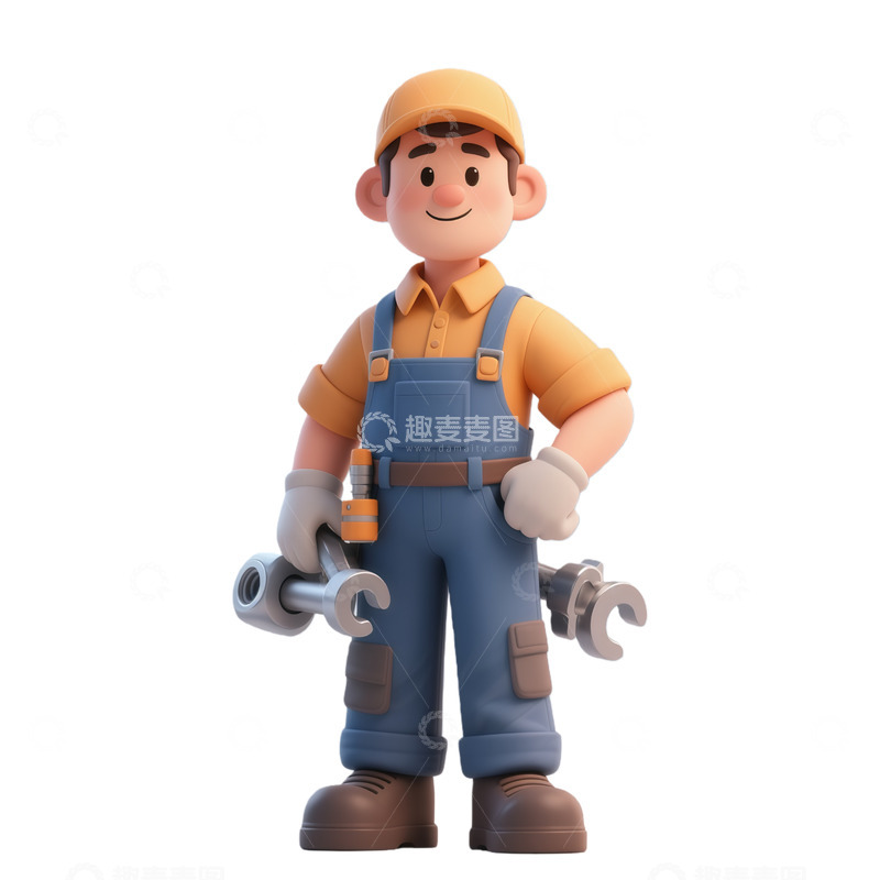 高清大图下载【趣麦麦图】卡通工人形象设计素材男孩