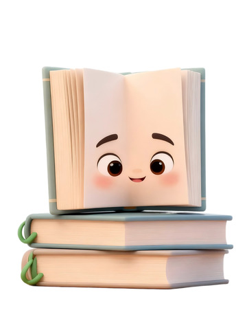 卡通书堆趣味表情设计元素