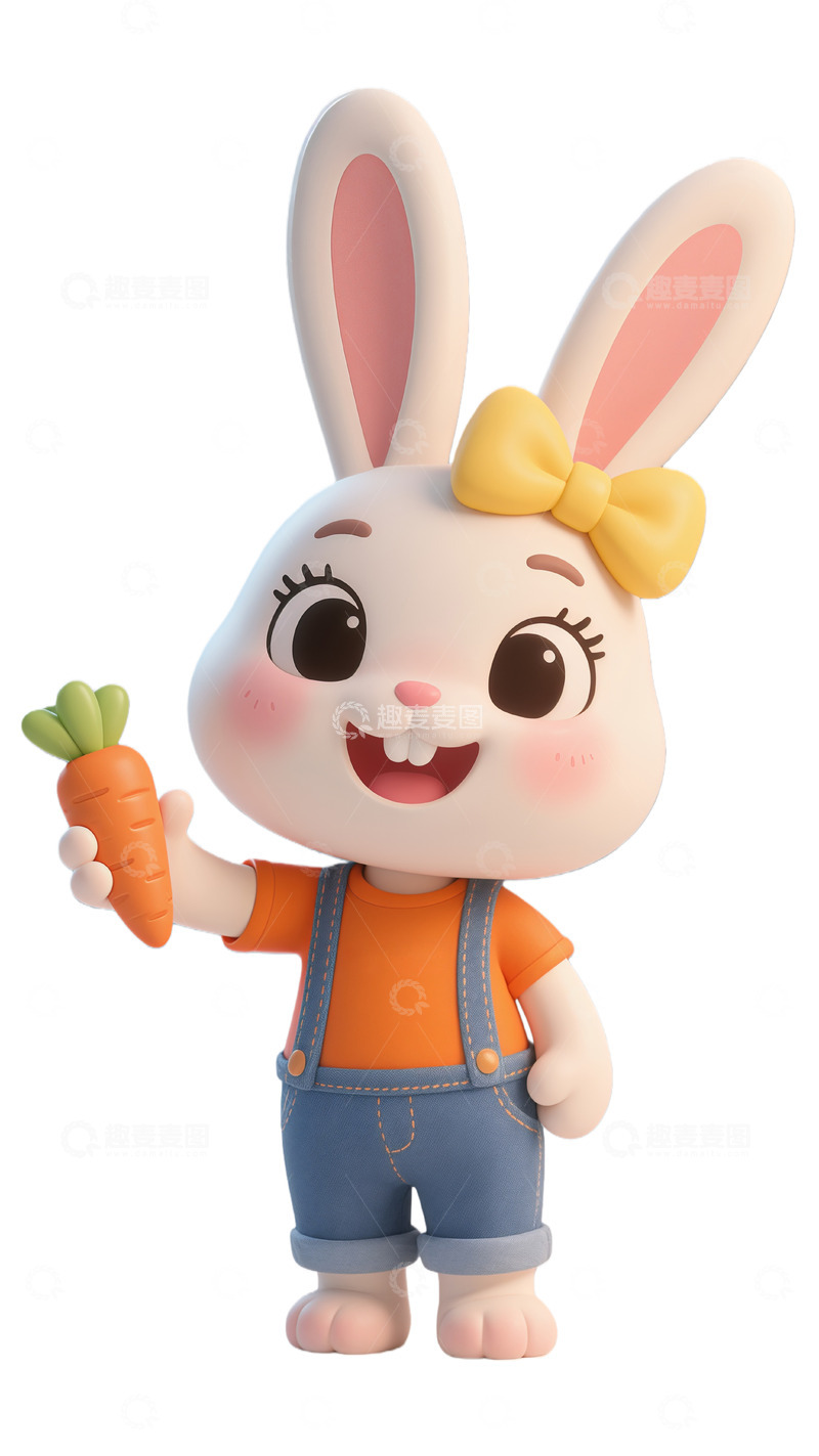 高清大图下载【趣麦麦图】可爱卡通兔仔3D模型设计素材