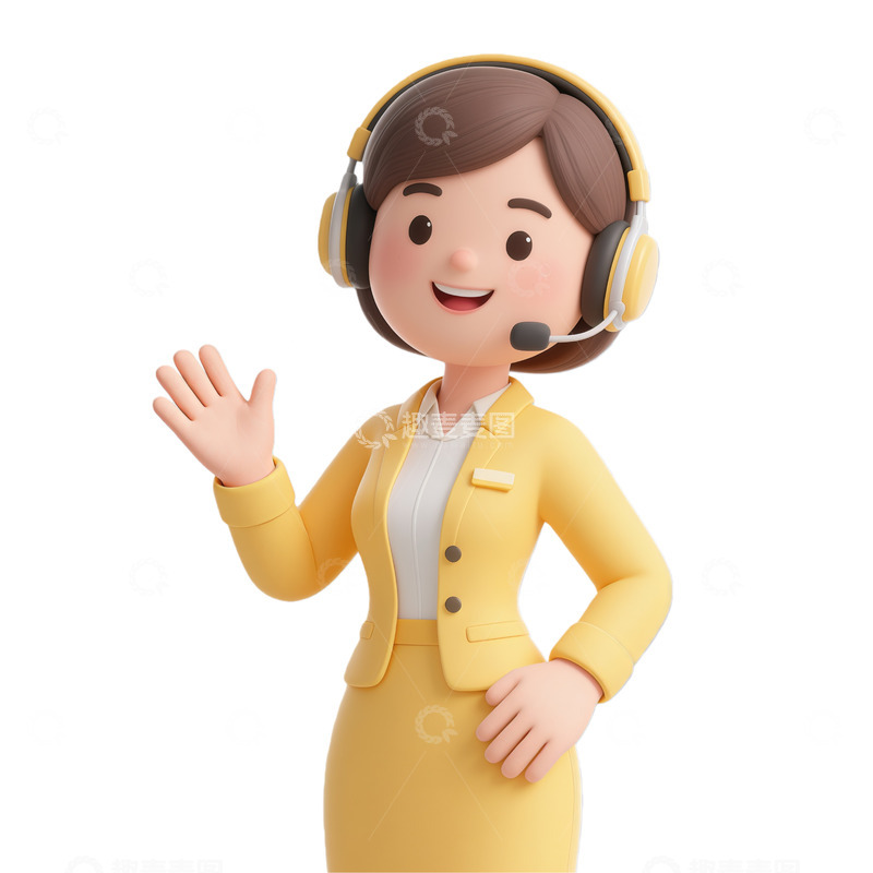 高清大图下载【趣麦麦图】3D客服人员形象设计素材