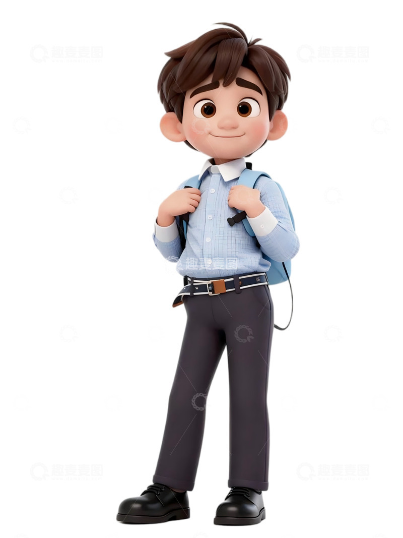 高清大图下载【趣麦麦图】3D卡通学生男孩形象设计素材