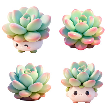 可爱多肉植物卡通造型设计素材