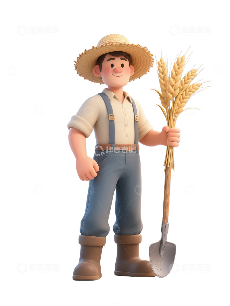 高清大图下载【趣麦麦图】卡通农民形象插画设计素材