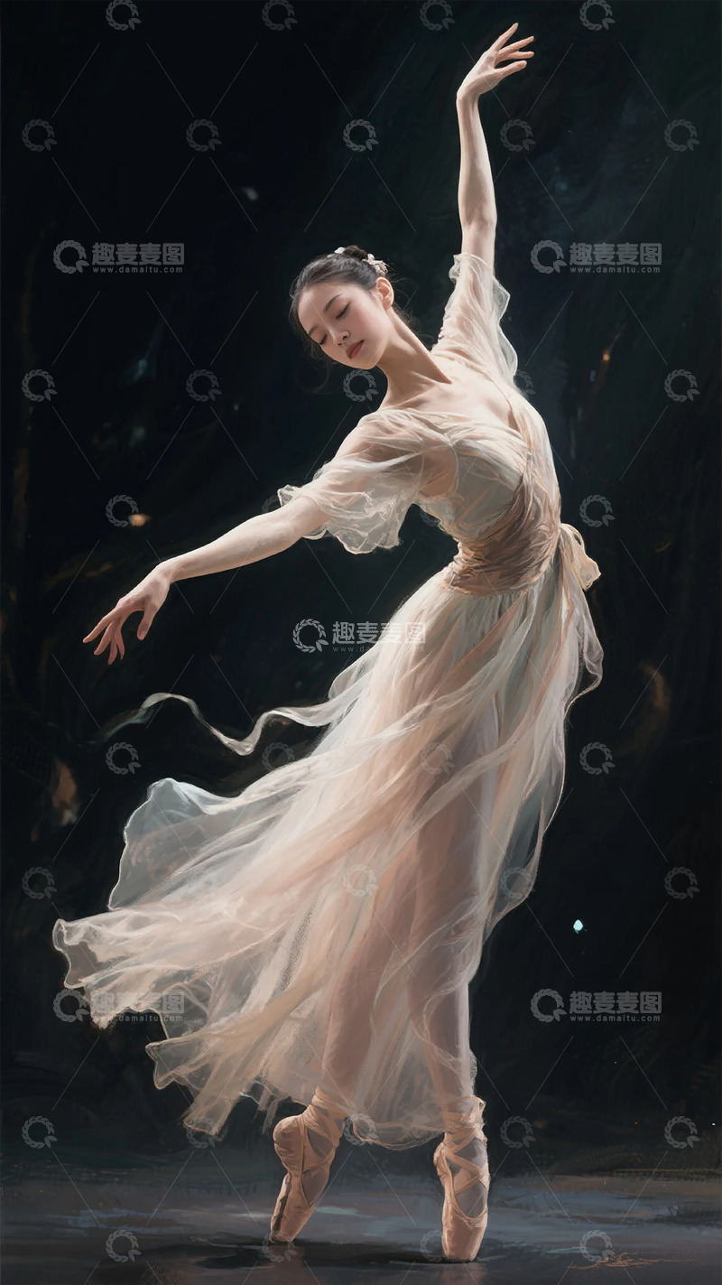 高清大图下载【趣麦麦图】芭蕾舞者飘逸纱裙艺术照