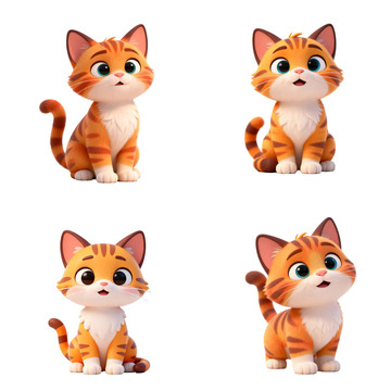 可爱卡通猫咪3D模型