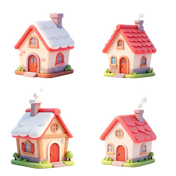 可爱卡通小屋模型素材
