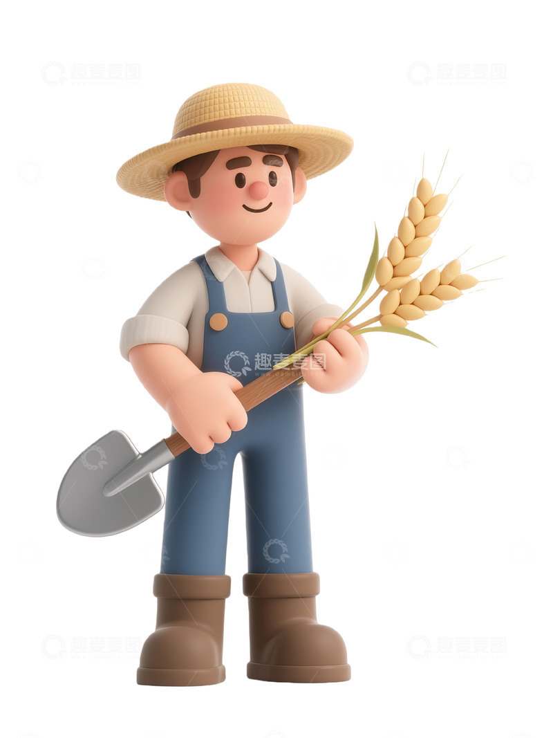 高清大图下载【趣麦麦图】卡通农夫小麦插画