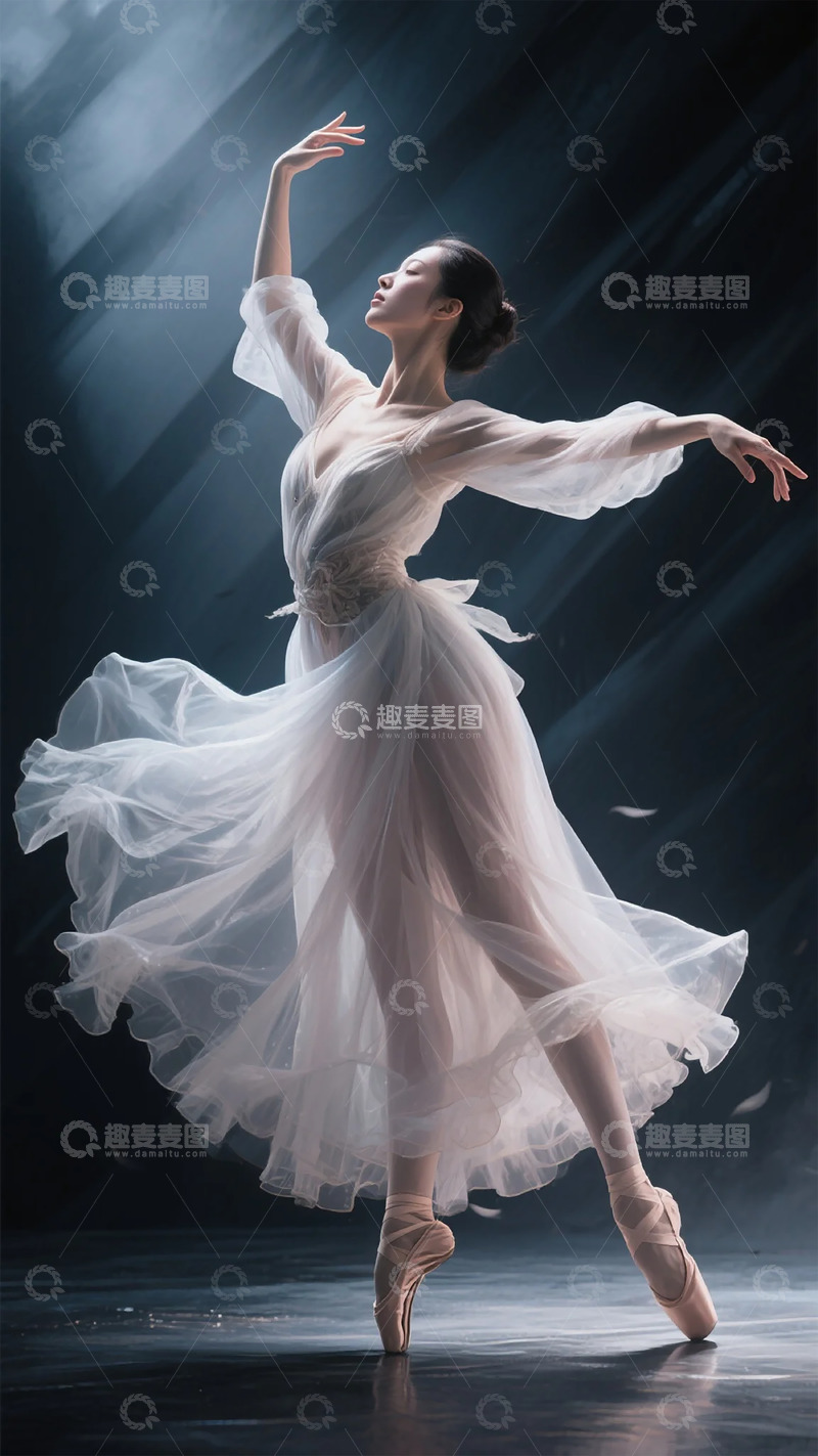高清大图下载【趣麦麦图】芭蕾舞者飘逸裙摆艺术照