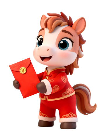 卡通马春节红包喜庆设计