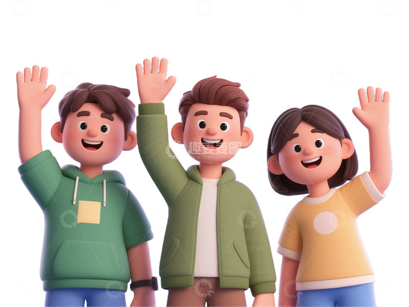 高清大图下载【趣麦麦图】卡通风儿童快乐互动插画