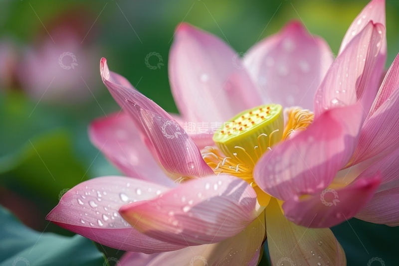 高清大图下载【趣麦麦图】盛开的粉色莲花花卉