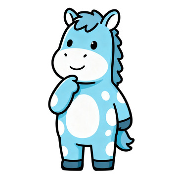 卡通可爱蓝色小马插画素材