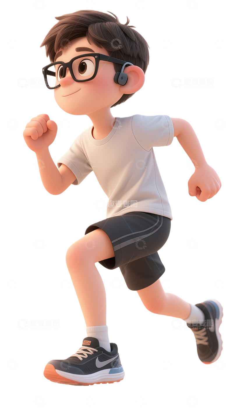 高清大图下载【趣麦麦图】卡通跑步男孩插画