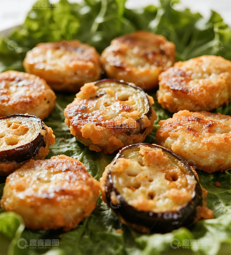 高清大图下载【趣麦麦图】金黄煎茄饼美食摄影图片