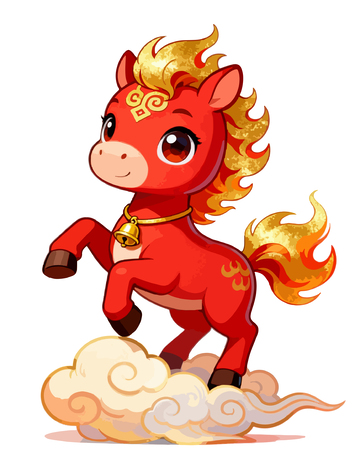 春节卡通吉祥小马儿插画5