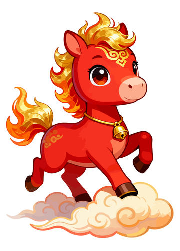 春节卡通吉祥小马儿插画6