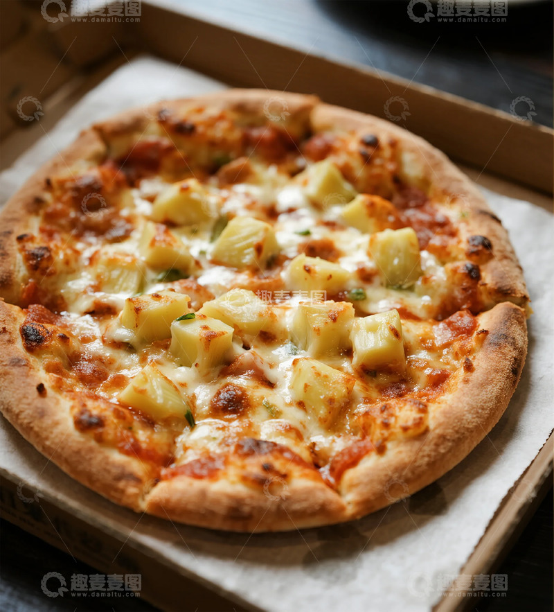 高清大图下载【趣麦麦图】美味夏威夷比萨摄影图
