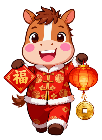 春节卡通吉祥小马儿插画2