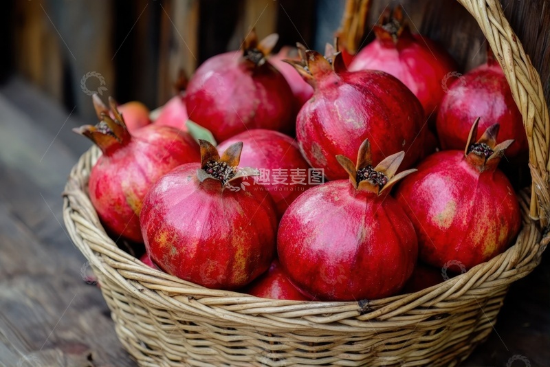 高清大图下载【趣麦麦图】一篮子红石榴水果