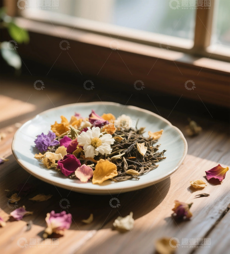 高清大图下载【趣麦麦图】清新自然花茶组合摄影素材