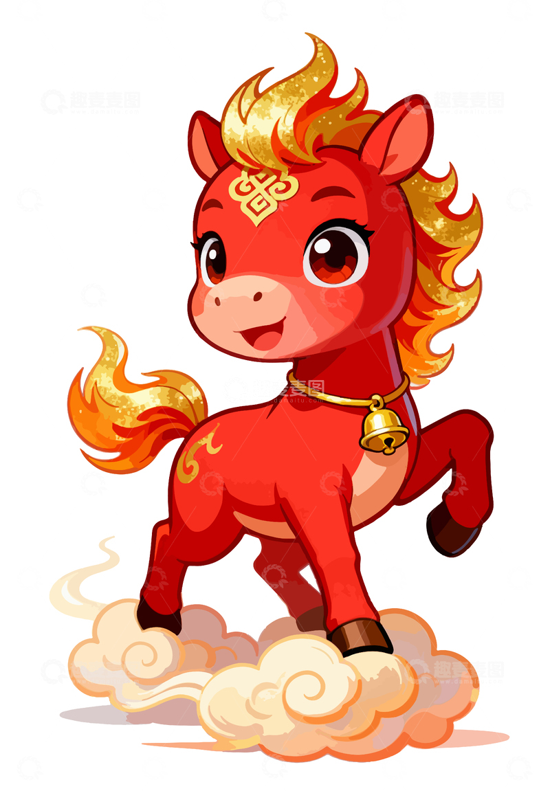 源文件下载【趣麦麦图】春节卡通吉祥小马儿插画7