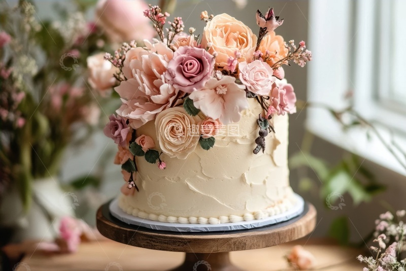 高清大图下载【趣麦麦图】鲜花奶油蛋糕美食